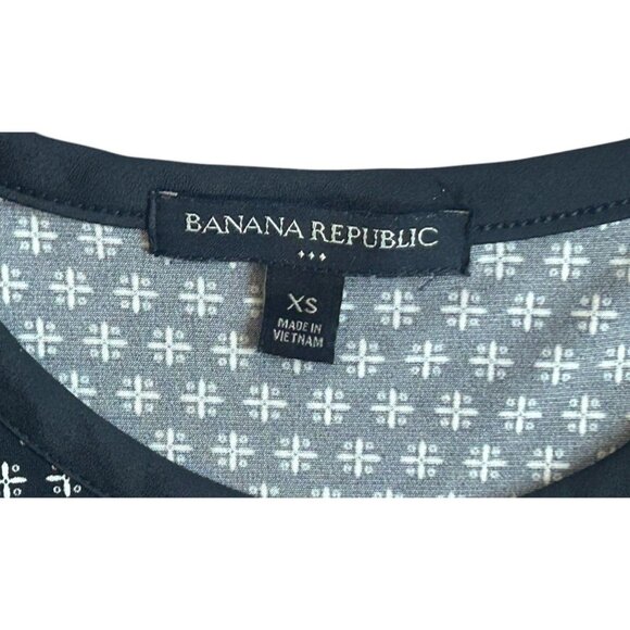 Banana Republic| Women's Black & White Print Shift Top Side Tie Accent XS - Picture 6 of 13